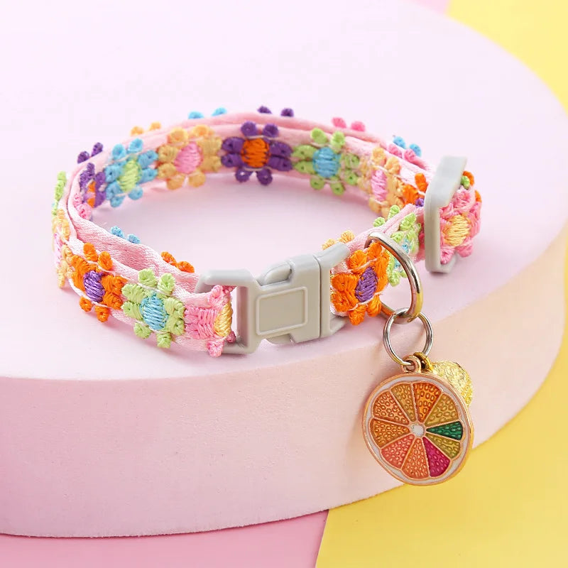 Pet Collar with Bell Cartoon Footprint Colorful Dog Puppy Kitten Collar Adjustable Safety Bell Ring Necklace  Bells Lolita