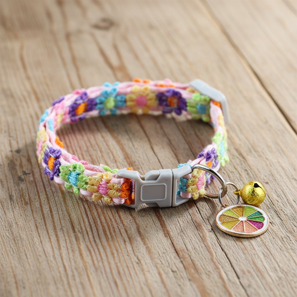 Pet Collar with Bell Cartoon Footprint Colorful Dog Puppy Kitten Collar Adjustable Safety Bell Ring Necklace  Bells Lolita