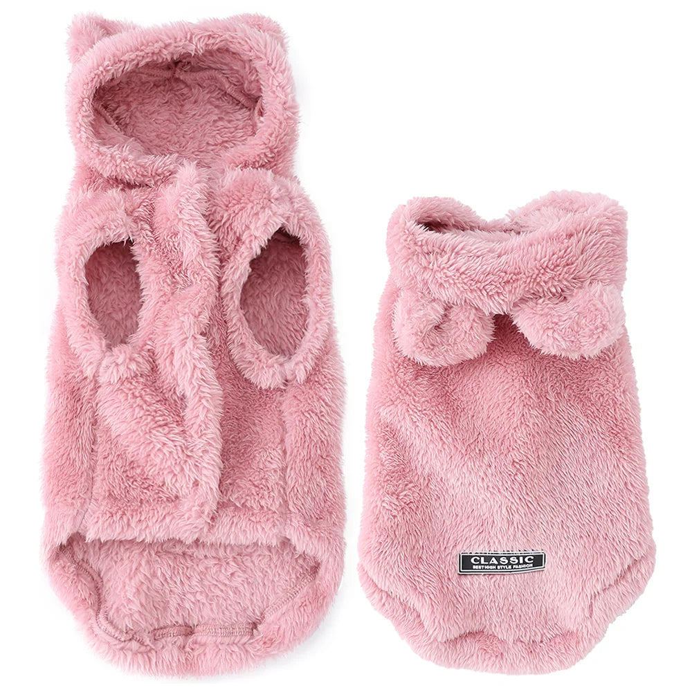 Autumn Winter Dog Clothes for Small Medium Dogs Warm Plush Rabbit Ears Pet Coat Cute Soft Puppy Sphynx Cat Chihuahua Costume